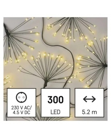 LED světelný řetěz svítící trsy, nano, 5,2 m, vnitřní, teplá bílá, časovač