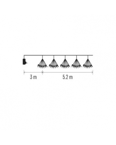 LED světelný řetěz svítící trsy, nano, 5,2 m, vnitřní, teplá bílá, časovač