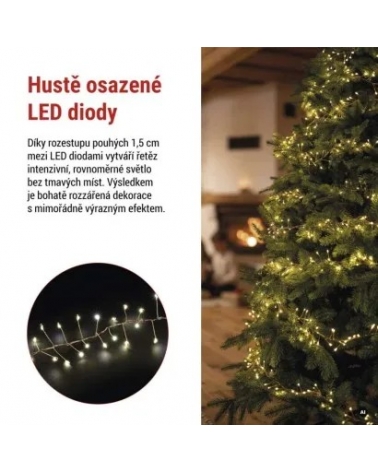 LED nano řetěz na cívce, měděný, 14,4 m, venkovní i vnitřní, teplá bílá, časovač
