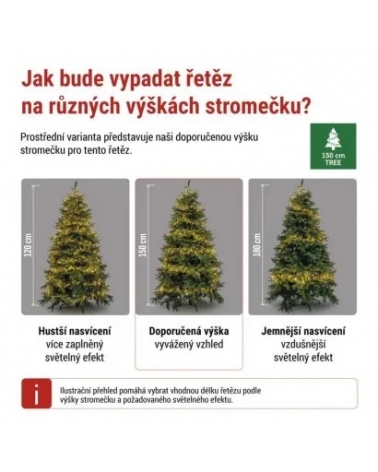 LED nano řetěz na cívce, měděný, 14,4 m, venkovní i vnitřní, teplá bílá, časovač