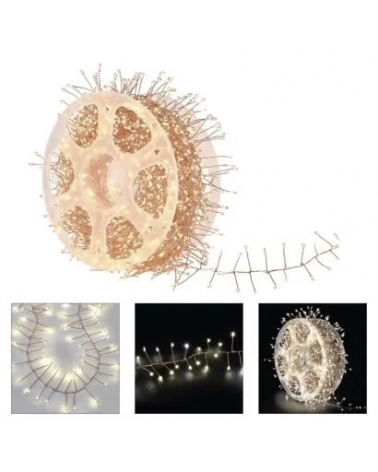 LED nano řetěz na cívce, měděný, 14,4 m, venkovní i vnitřní, teplá bílá, časovač