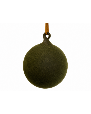 Baňka skleněná zelený samet tmavý 8 cm