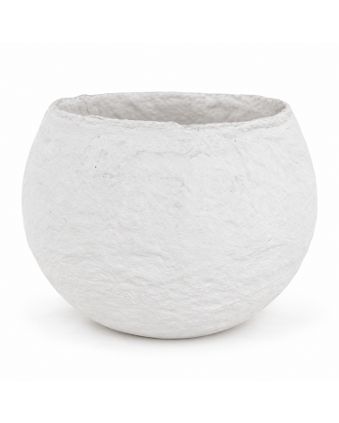 Obal na květiny z cotton mache bílý 19 x 16 cm