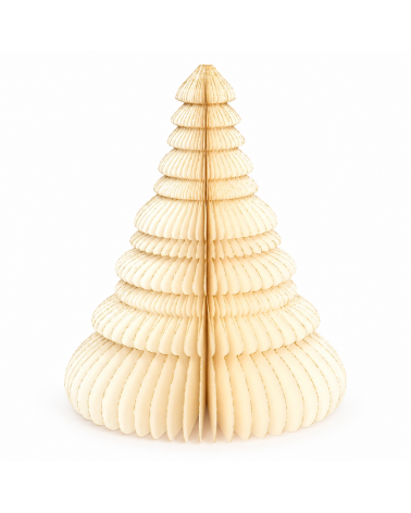 Stromeček papírový Honeycomb krémový s třpytkami 25 cm