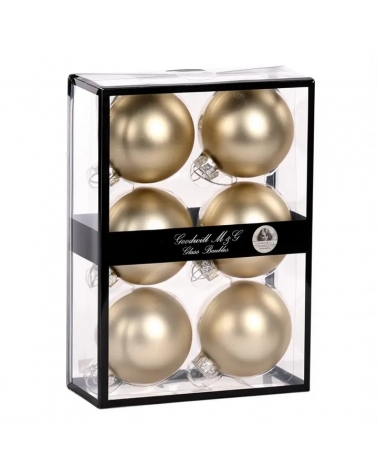 Sada skleněných ozdob 6 ks 7 cm Champagne